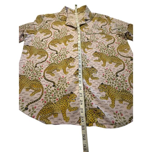Anthropologie Print Fresh Bagheera Long Sleeve Cheetah Pajama Top/Cotton Lg - Picture 3 of 4